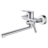 Смеситель для ванны Azario Lursy керамический картридж, длинный излив, с ручным душем, шланг 150 см, хром арт-AZ-K1749 — фото 1, Смеситель для ванны