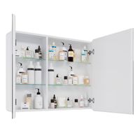 Шкаф зеркальный Lemark ELEMENT 100х80 см 2-х дверный, с подсветкой, с розеткой, цвет корпуса: Белый арт-LM100ZS-E — фото 3, Зеркальные шкафы в ванную