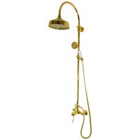 OXFORD Душевой настенный гарнитур (см-ль д/душа терм./колонна ARCO/верхн.душ/шланг/ручн.душ),золото 31864 — фото 1, Душевые гарнитуры