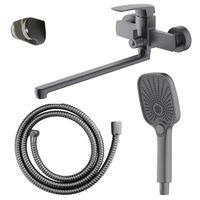 Смеситель для ванны Azario Conda керамический картридж, длинный излив, с ручным душем, шланг 150 см, графит арт-AZ-K1711GR — фото 8, Смеситель для ванны