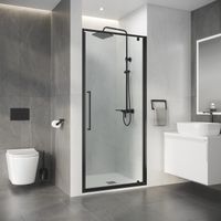 Дверь в нишу Niagara Nova NG-35-8AGR (80х195) распашная,графит,стекло прозрачное,1 место — фото 3, Распашные душевые двери