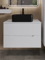 Orange Line Li-80TuwMDF+B02-460MB тумба с раковиной подвесная 80 см, белый/черный Li-80TuwMDF+B02-460MB — фото 3, Тумбы с раковиной