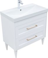 Товар: Тумба с раковиной Aquanet Бостон new 80 (Flash) цв.белый сатин, ручки золото 00347846 - фото 2 Тумба с раковиной Aquanet Бостон new 80 (Flash) цв.белый сатин, ручки золото 00347846 — фото 2, Тумбы с раковиной