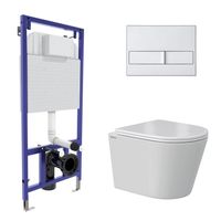 Комплект BERGES: инсталляция NOVUM кнопка L2 матовый хром, унитаз VITA Rimless 49 см, сиденье дюропласт микролифт, быстросъём арт-043374 — фото 8, Комплекты унитаз + инсталляция