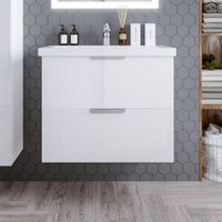 Тумба под раковину подвесная Бриклаер Хелена белый, 80 см 4627125416361 — фото 1, Тумбы с раковиной