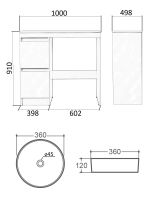 Orange Sistema Тумба напольная под стиральную машину с раковиной, белый арт-STM-100TUW+B09-360W — фото 9, Тумбы с раковиной