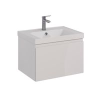 Тумба Lemark VEON MINI 60 см под 1 раковину, подвесная,1 ящик, цвет корпуса, фасада: Белый глянец арт-LM02VM60T — фото 6, Тумбы под раковину