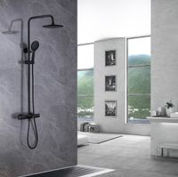 Товар: Душевая стойка ABBER Thermostat AF8516BL с термостатом и изливом, черный матовый - фото 2 Душевая стойка ABBER Thermostat AF8516BL с термостатом и изливом, черный матовый — фото 2, Душевые стойки