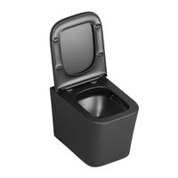 Унитаз подвесной Grossman GR-4441BMSQ (530х360х365) безободковый,черный матовый с тонкой крышкой,микролифт,смыв торнадо,1 место — фото 2, Подвесные унитазы