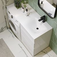 Напольная тумба под стиральную машину с двумя ящиками 115 см, цвет белый с умывальником арт-DU01052N+FOR.11.04.D-R — фото 3, Тумбы с раковиной