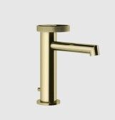 Смеситель для раковины, Gessi, Anello, тип открывания воды-однорычажный, тип регулирования воды-керамический картридж, монтаж-на раковину/столешницу, отверстия для монтажа-1, высота, мм-168, вынос излива, мм-128, тип излива-неподвижный, донный клапан-есть, тип подводки-гибкая, стандарт подвода воды-3/8", цвет-Brass PVD арт-63301.710 — фото 1, Смесители для раковины