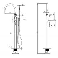 Смеситель ABBER Wasser Kreis 316 AF8115BST напольный для ванны, сталь брашированная — фото 2, Смесители для раковины