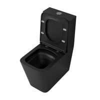 Унитаз напольный Grossman (610х365х825) безободковый,черный матовый с тонкой крышкой,смыв торнадо,2 места арт-GR-4418BMSQ — фото 2, Напольные унитазы