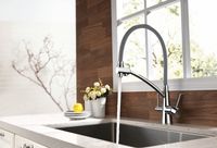 Comfort Смеситель для кухни, гиб.излив 195мм фильтр.воды, р/ОД, хром/серый, LM, арт-LM3071C-Gray — фото 1, Смесители для кухни