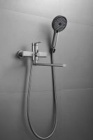 Смеситель для ванны однорычажный с длинным изливом и душем BELZ, оружейная сталь, арт-B22813-3 — фото 2, Смеситель для ванны