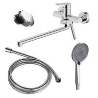 Смеситель для ванны Azario Alanti керамический картридж, длинный излив, с ручным душем, шланг 150 см, хром арт-AZ-K1732 — фото 8, Смеситель для ванны