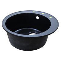 Кухонная мойка AZARIO Sivas 480х480х197 кварцевая, круглая, сифон в комплекте, цвет Черный арт-CS00097657 — фото 1, Кухонные мойки