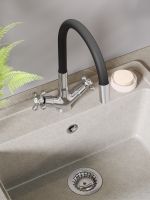 Товар: OneLife смеситель для кухни двухвентильный полимерный с гибким изливом, хром/черный арт-P03-007cr - фото 11 OneLife смеситель для кухни двухвентильный полимерный с гибким изливом, хром/черный арт-P03-007cr — фото 11, Смесители для кухни