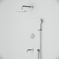 FT85A3RH30 X-Joy, набор: встроеный см-ль с ТМС, излив, верхний душ 220 мм, ручн.душ, хром — фото 4, Встраиваемые душевые комплекты