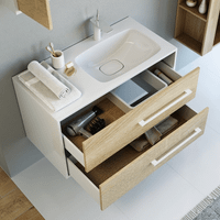 Подвесная правая тумба с двумя ящиками с умывальником из литьевого мрамора. арт-Mai.01.09/R — фото 5, Тумбы с раковиной