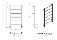 Полотенцесушитель электрический Grota Simple K 530х1000 белый Simple K 530х1000 RAL9016 EL — фото 4, Электрические полотенцесушители