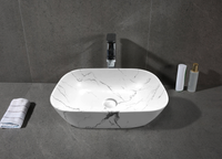 Раковина CR8215MMW накладная, мрамор матовый белый, прямоугольная 455х320х135 Ceruttispa — фото 1, Раковины накладные