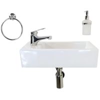 Раковина маленькая GS, 45x25x12 cm, отверстие слева. белая керамика арт-32266 — фото 5, Мини-раковины