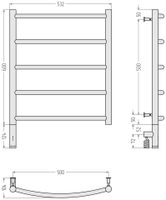 Полотенцесушитель электрический Сунержа Галант 3.0 600х500 МЭМ левый Золотой шёлк арт-32-5800-6050 — фото 3, Электрические полотенцесушители