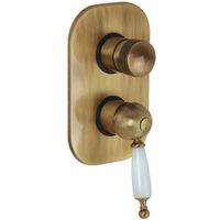 OXFORD См-ль скрытого монтажа моноком., 4-х позиционный с девиатором, ручка белая, бронза 19100 — фото 1, Смеситель для душа