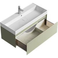 Подвесная тумба с одним ящиком 100 см, цвет зеленый шалфей с умывальником арт-GE01101SH — фото 1, Тумбы с раковиной