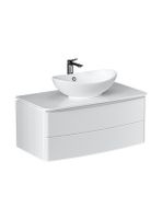 Тумба под раковину VELVEX Luna 1000-0-2 со столешницей навесная белый tp.LUN.100.2Y белый глянец/дуб золотой — фото 1, Тумбы под раковину