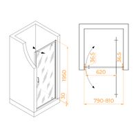 Товар: Душевая дверь RGW LE-102 80x195, профиль хром, стекло прозрачное, арт-711210208-11 - фото 5 Душевая дверь RGW LE-102 80x195, профиль хром, стекло прозрачное, арт-711210208-11 — фото 5, Распашные душевые двери