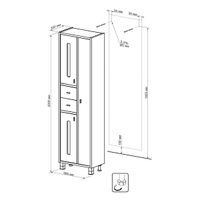 Пенал Бриклаер БАЛИ 57 см, венге/белый 4627125412417 — фото 2, Пеналы для ванной комнаты