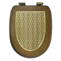 GIANETA Крышка/сиденье унитазa, с системой Microlift, цвет Noce с метал.декором"решетка"/бронза 27914 — фото 1, Сиденья для унитаза
