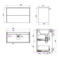 Тумба под раковину подвесная La Fenice Tesoro FNC-01-TES-PB-100-2, белый — фото 2, Тумбы под раковину