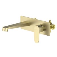 AQ1213BG ОБЕРОН смеситель для раковины настенный (внешняя и скрытая часть), шлиф. золото — фото 1, Смесители для раковины