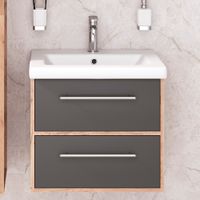 Тумба подвесная с умывальником MELBOURNE 60 /дуб/серый/ AQUA DE MARCO 5060GCMEL/H/V.2.0 — фото 1, Тумбы с раковиной
