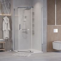 Душевое ограждение Grossman Pragma (100х100х195) трапеция,распашная,хром,стекло шиншилла, 1 место арт-302.K33.03.1010.10.02 — фото 2, Душевые уголки трапеция