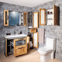 Тумба под раковину напольная Бриклаер ЛОФТ метрополитен грей, 100 см 4627125413377 — фото 7, Тумбы с раковиной