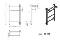 Полотенцесушитель электрический Grota Tela 430х800 белый Tela 430х800 RAL9016 EL — фото 4, Электрические полотенцесушители