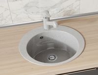 Кухонная мойка AZARIO Solo 505x505x190 искусственный мрамор, сифон в комплекте, цвет серый арт-CS00105236 — фото 2, Кухонные мойки