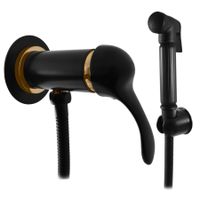 LABE - смеситель для биде, скрытый монтаж, лейка (металл), ЦВЕТ ЧЕРНЫЙ МАТОВЫЙ/ЗОЛОТО арт-L047/1CMATZ — фото 1, Смесители для биде