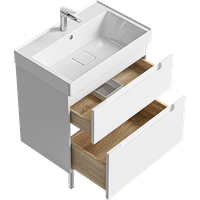 Напольная тумба с двумя ящиками 70 см, цвет белый с умывальником арт-VAN01072N — фото 2, Тумбы с раковиной