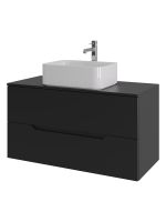 Orange Line Li-100TubMDF+B02-460W тумба с раковиной подвесная 100 см, черный/белый Li-100TubMDF+B02-460W — фото 6, Тумбы с раковиной