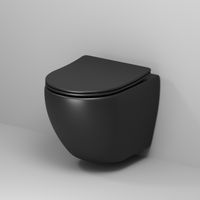 Унитаз подвесной Grossman Color (490х370х360) безободковый,черный матовый с тонкой крышкой,микролифт,1 место арт-GR-4455BMS — фото 1, Подвесные унитазы