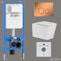 Комплект 3в1 IBERICA BLANCA инсталляция SILENCIO, унитаз TOLEDO ALTO белый, кнопка смыва INOX-О розовое золото глянцевое (IB001.TLA.231.8171) — фото 1, Комплекты унитаз + инсталляция