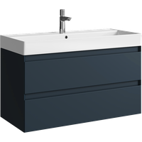 Подвесная тумба с двумя ящиками 100 см, цвет серый с умывальником GE01102GRM — фото 3, Тумбы с раковиной