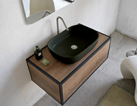 Раковина Scarabeo GLAM накладная без перелива без отверстий цвет лава матовая с антибактериальным и грязеотталкивающим покрытием BIOKER арт-1804 37 BK — фото 1, Раковины накладные