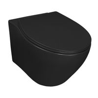 Унитаз подвесной Azario Keras matt black 520х370х360 безободковый, с быстросъемным сиденьем микролифт, черный матовый арт-AZ-99046B — фото 1, Подвесные унитазы