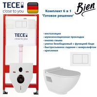 КОМПЛЕКТ TECE + BIEN: 9400413 Инсталляция TECE + HARMONY Унитаз подвесной безободковый с функцией биде с гигиеническим покрытием в комплекте с тонким сиденьем микролифт HRKA052N2VP1W5000+VTMU11W5W5HB0 арт-TC413N2VP1 — фото 1, Комплекты унитаз + инсталляция